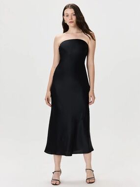 Quince 100% Washable Silk Strapless Midi Dress